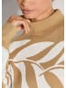 MADELEINE Moderner Winterpullover mit floralem Strickmuster in caramel / wollweiß