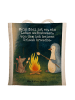 Mr. & Mrs. Panda Tote Bag Pinguin Lagerfeuer Design mit Spruch in Weiß