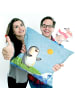Mr. & Mrs. Panda Deko Kissen Pinguin Surfer ohne Spruch in Eisblau