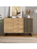 ABRIHOME Hohldesign Sideboard mit 5 Massivholzbeinen in Holzfarbe - 120*38*75cm