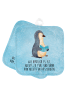 Mr. & Mrs. Panda 2er Set Topflappen  Pinguin Buch mit Spruch in Eisblau