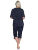 NORMANN kurzarm Schlafanzug Caprihose Pyjama in marine