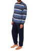 NORMANN Frottee Schlafanzug lang Bündchen Streifen - 81362 in marine