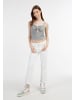 myMo Damen Rippstrick Träger Top in Grau Melange