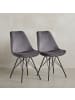 KADIMA DESIGN Skandinavische Esszimmerstühle, 2er Set, Samt oder Kunststoff in Grau-Schwarz