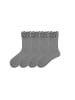 MUNADUNA 4er-Pack Doppelripp Bund mit Spitzen-Socken in Grau