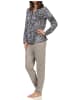NORMANN Pyjama langarm Schlafanzug zum durchknöpfen Tupfen - 58131 in grau