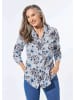 GOLDNER Kurzgröße:  Druckbluse mit Hemdkragen in marine / gemustert
