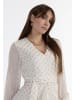 faina Damen Kleid Mit Stickerei in Wollweiss mit Goldenen Punkten