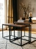 KADIMA DESIGN Satztisch 3er Set Massivholz / Metall Beistelltisch Eckig