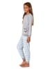 NORMANN Schlafanzug Frottee Pyjama Bündchen und Streifen - 82508 in hellblau