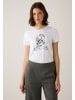 More & More bedrucktes Baumwollstretch-Kurzarmshirt in white