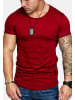 Amaci&Sons Basic T-Shirt mit Zipper und Rundhalsausschnitt AUSTIN in Bordeaux