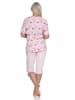 NORMANN kurzarm Capri Schlafanzug Herz - 72663 in rosa
