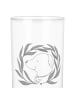 Mr. & Mrs. Panda Wasserglas Hund Blumen mit Spruch in Transparent