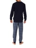 NORMANN Pyjama Schlafanzug Bündchen und karierter Jersey Hose - 70433 in dunkelgrau