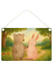 Mr. & Mrs. Panda Holzschild Bär und Hase Umarmen Design ohne Spruch in Weiß