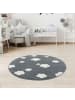 Happy Rugs Kinderteppich SKY CLOUD silbergrau/weiss rund