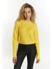myMo Damen Strick Cropped Pullover in Gelb