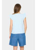 SAINT TROPEZ Kurzarm-Bluse SamaraSZ Gerade Passform in Reef Waters Ice Stripe