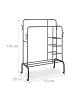 relaxdays Kleiderständer auf Rollen in schwarz - (B)110 x (H)154 x (T)55 cm