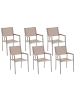 Beliani 6er-Set Gartenstuhl GROSSETO in Beige/Silber/Braun