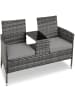 tectake Rattan-Gartensitzbank, 2-Sitzer, 133 x 63 x 84 cm, 6-cm-Polster
