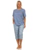NORMANN Capri Pyjama Schlafanzug kurzarm Spitzenbesatz - 61977 in hellblau