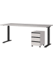 KADIMA DESIGN Büro-Set, Schreibtisch & Rollcontainer, Einstellbar 68-91 cm in Greige-Schwarz