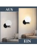 ZMH Wandleuchte in schwarz 1-flammige E27 Moderne weiß Glaskugel Design Max.40W