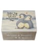Mr. & Mrs. Panda Holzkiste Pinguine Kuscheln Design mit Spruch in Weiß