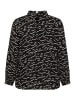 KAFFE curve Langarm-Bluse KClune in Black/Beige Abstract Print