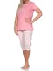 NORMANN Schlafanzug Capri Shorty Pyjama kurzarm Tupfen Punkte in pink