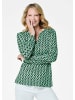 GOLDNER Kurzgröße:  Jerseybluse Elegantes Blusenshirt mit V-Ausschnitt in grün / gemustert
