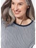 GOLDNER Kurzgröße:  Pullover Baumwollmix mit Fledermausärmeln in marine / weiß / gestreift