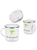 Mr. & Mrs. Panda Emaille Tasse Umzug neue Stadt mit Spruch in Weiß