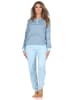NORMANN Interlock Schlafanzug langarm Bündchen Streifenoptik - 87377 in hellblau