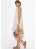 SASSYCLASSY Ärmelloses Musselin Kleid mit Volants und floralem Print in Beige
