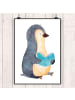 Mr. & Mrs. Panda Poster Pinguin Buch ohne Spruch in Weiß