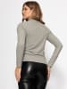 SASSYCLASSY Geripptes Langarmshirt mit Stehkragen in Grau