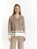 DreiMaster Klassik Damen Strickpullover in Schlamm Wollweiss