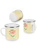 Mr. & Mrs. Panda Camping Emaille Tasse Hummel Blume ohne Spruch in Gelb Pastell