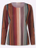Sieh an! Langarm-Shirt in dunkelrot-rostrot-gestreift