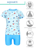 Aquarti Baby Jungen Bade-Set Zweiteiliger Badeanzug T-Shirt Hose in blau