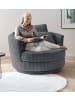 Furn.Design Big-Sessel Relaxsessel Mega Cord grau Ø 120 cm 360° drehbar inkl. 3x Kissen