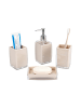 Cheffinger 4-teilig, Seifenspender, Zahnbürstenhalter, Schale & Organizer in Beige