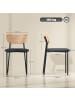 HOMCOM Esszimmerstühle-49L x 45B x 76H cm-Grau+Naturholz
