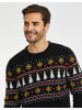 Threadbare Weihnachtspullover THB Mens Christmas Jumper Knitwear ELP in Schwarz