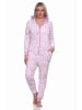 NORMANN Schlafanzug Eteiler Jumpsuit Overall Coralfleece Animal Look in pink