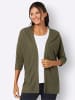 Sieh an! Ajourstrickjacke in khaki
